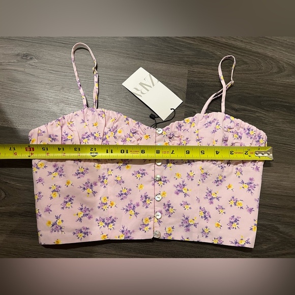 NWT Zara Floral Bustier Corset Crop Top - Picture 5 of 7